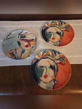 Leslie Weaver For Anthroplogie Belle D'Isle 3 Desert Plates Modern Women
